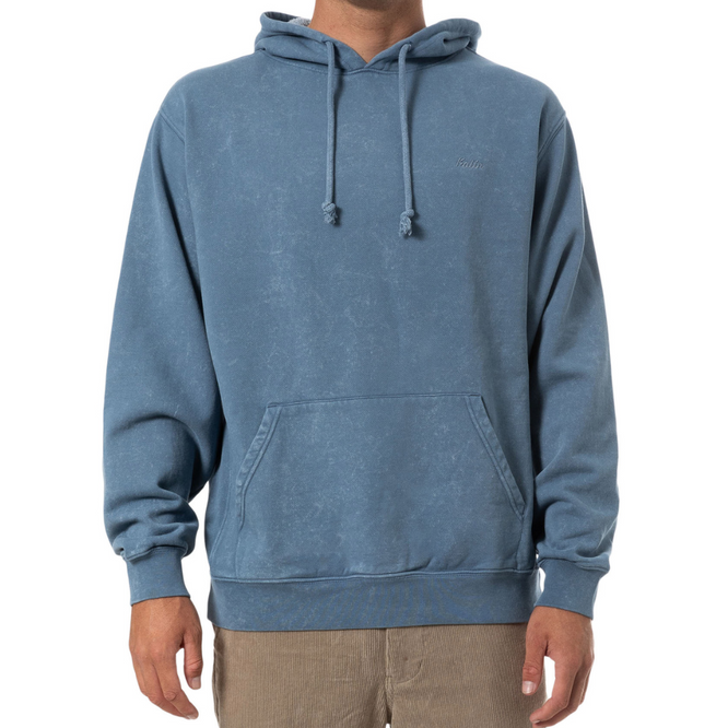 Embroidered Hood Fleece Hoodie Spring Blue Sand Wash