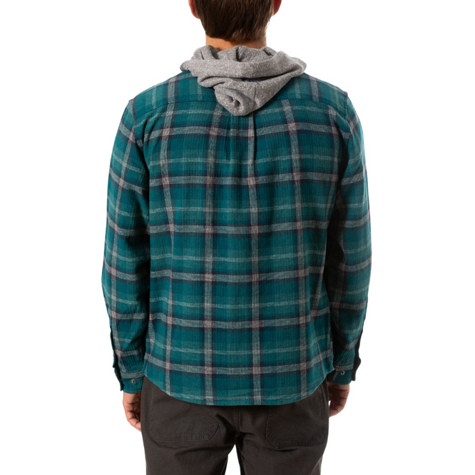 Harold Hooded Flannel Blue Green