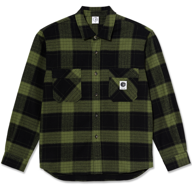 Mike LS Shirt Flannel Black/Army Green
