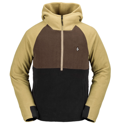 Polar Half-Zipped Fleece Hoodie Dark Khaki