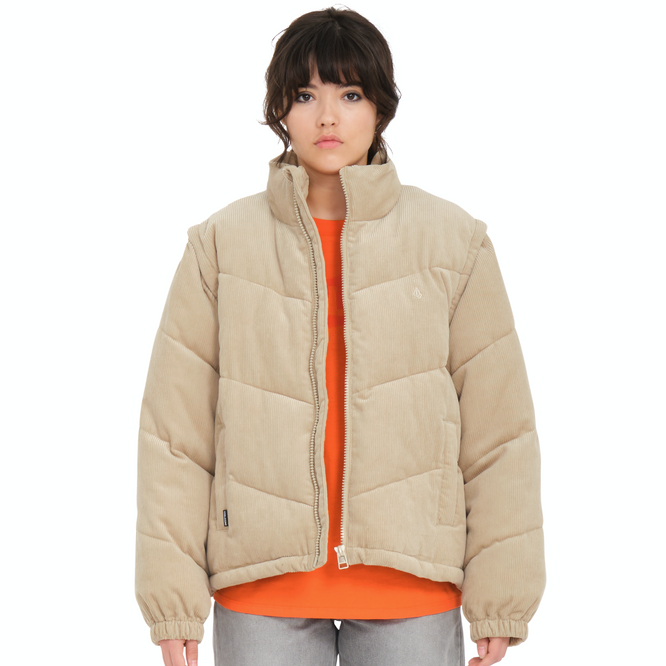 Womens Cord'n Puff Jacket Khaki