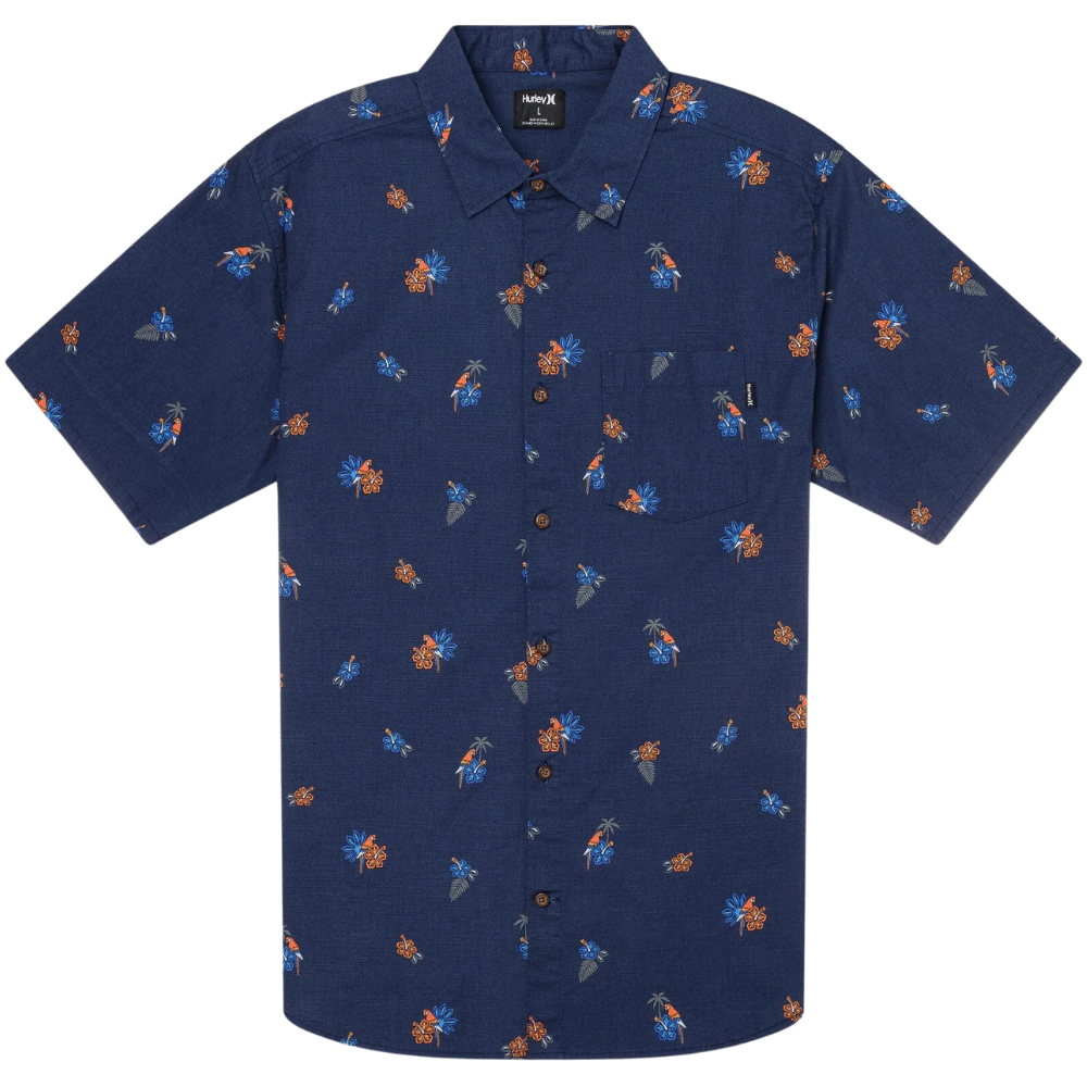Hurley One And Only Lido Hawaiihemd Für Herren – Lässiges Stretch-Hemd Mit Sonnenbrillentasche