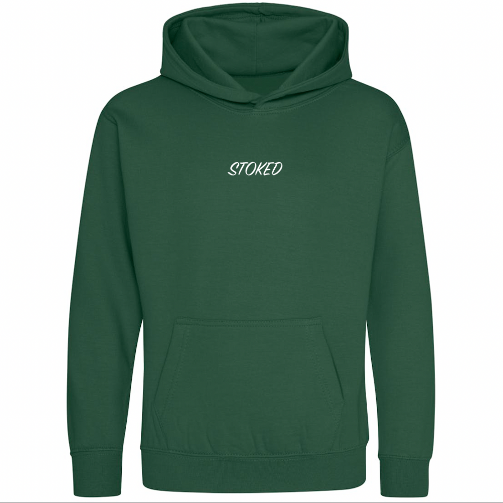 Stoked Board Co Kids Lightweight Script Hoodie Bottle Green