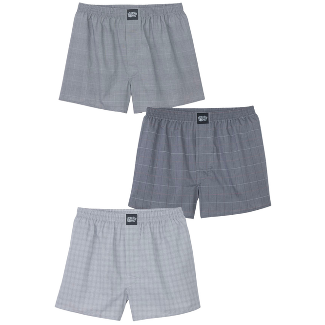 3Pack Boxershorts Dark Grey Check