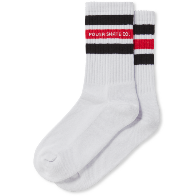 Chaussettes à grosses rayures blanc/noir/rouge