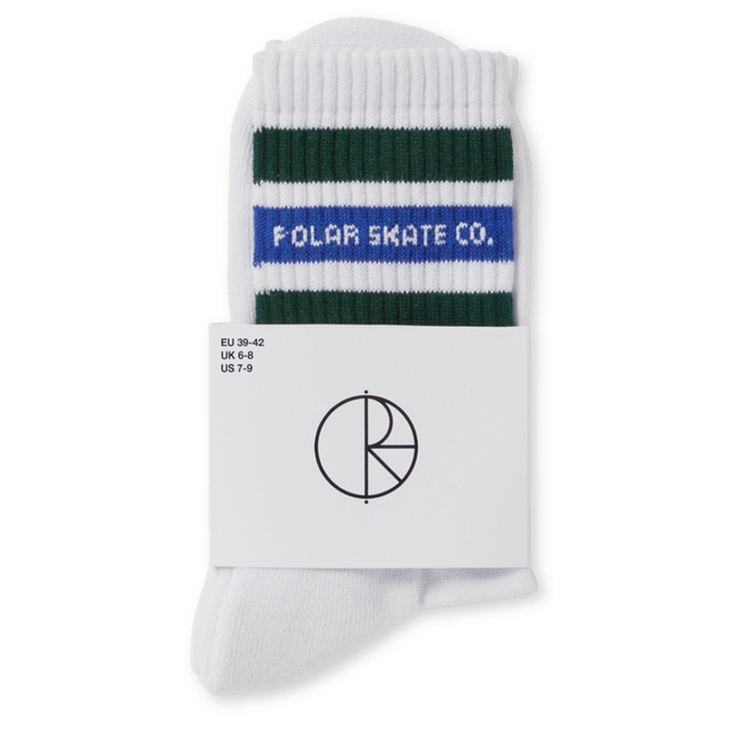 Chaussettes à grosses rayures blanc/vert/bleu