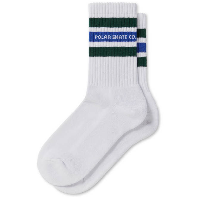 Chaussettes à grosses rayures blanc/vert/bleu
