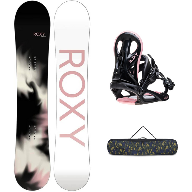 Snowboard Raina 143 + fixations de snowboard Viva Black + Pipe Bag Cascade Camo 148