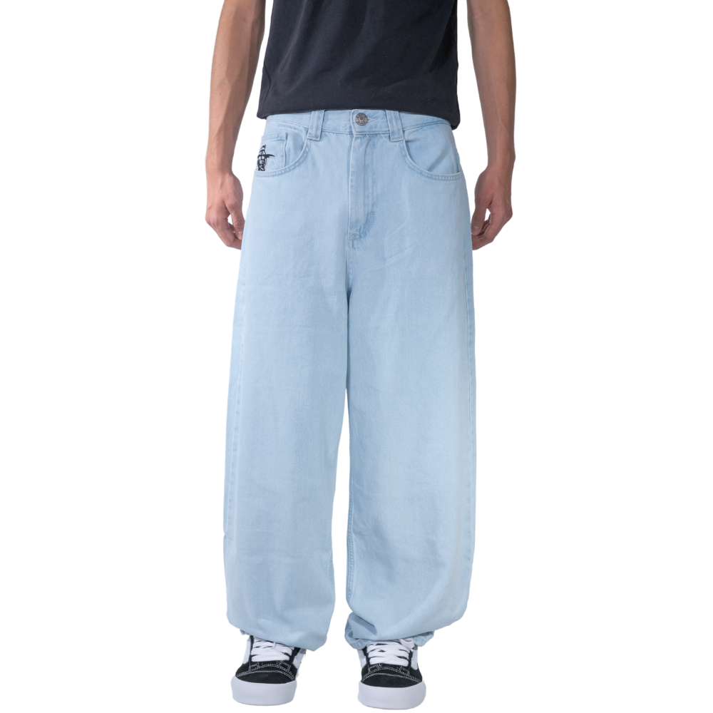 Stoked Board Co King Concrete Baggy Denim Pants Light Blue
