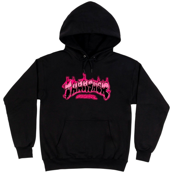Sweat à capuche Airbrush noir/rose