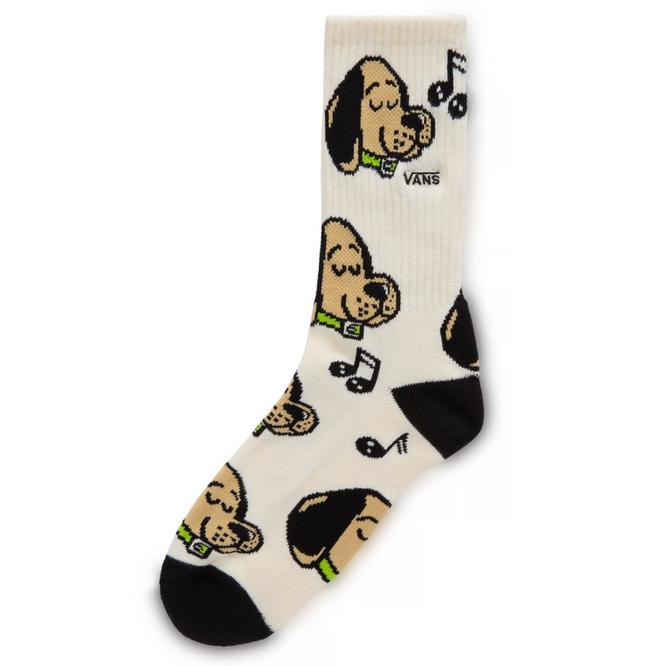 Kids Singing Pup Crew Socks Antique White