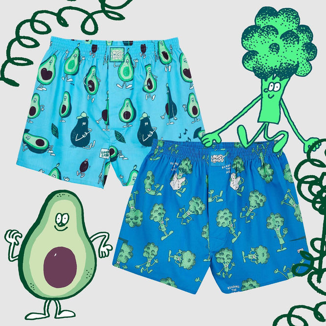 Avocado & Broccoli 2pack Boxershorts Healthy Blue