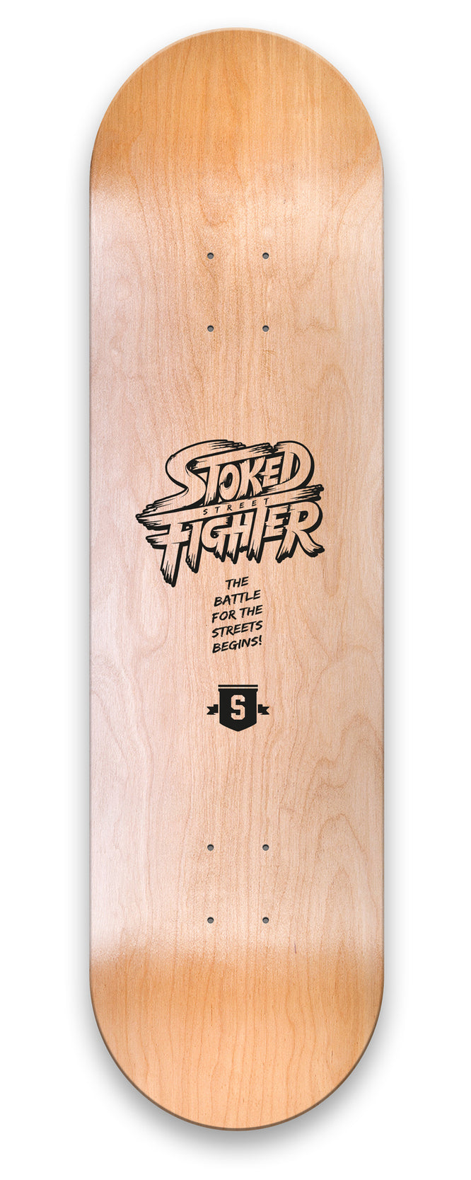 Stoked Street Fighter Yellow Skateboard Deck