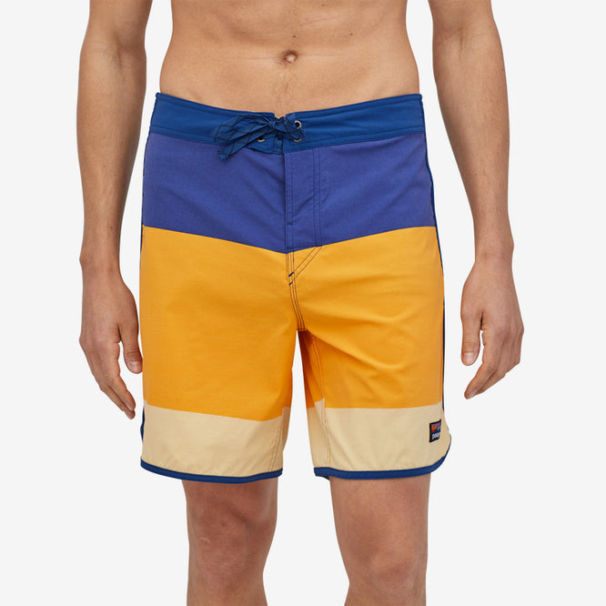 Scallop Hem Stretch Wavefarer 18" Boardshort Bayou Palmetto Stripe Saffron