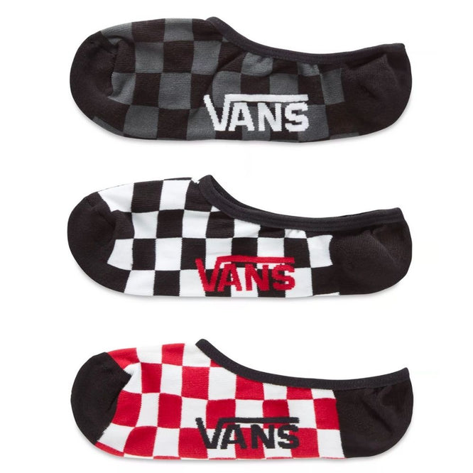 Classic Super No Show Socks 3 packs Rouge/Blanc à carreaux