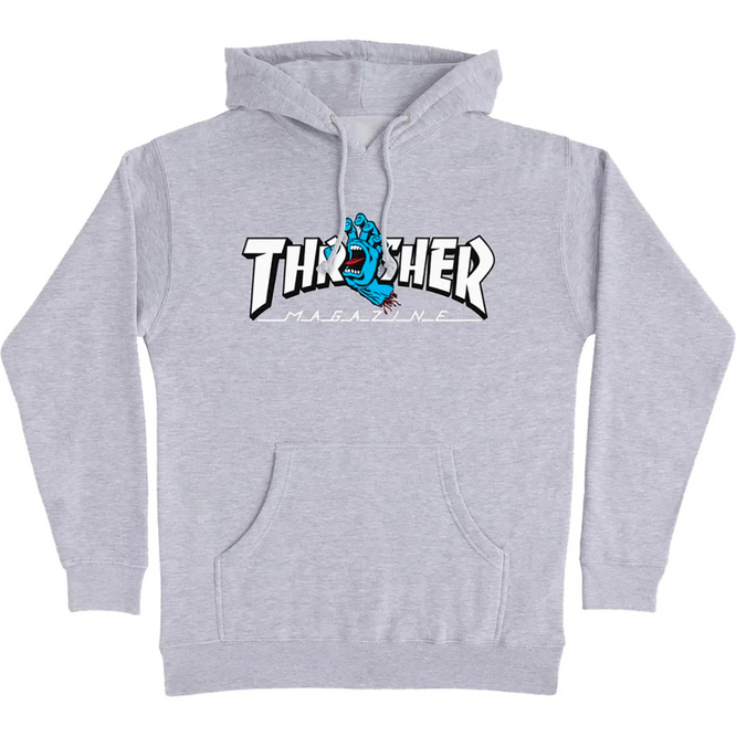 Thrasher x Santa Cruz Screaming Logo Hoodie Heather Grey
