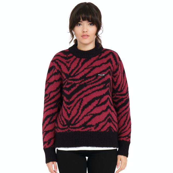 Womens Zebra Sweater Wine