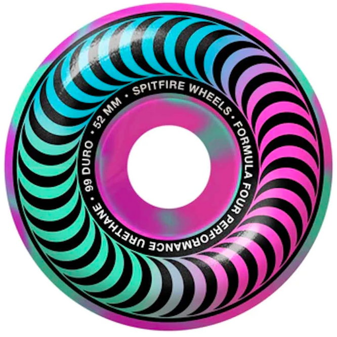 F4 Multiswirl Classic 52mm 99a Pink/Teal Skateboard Wheels