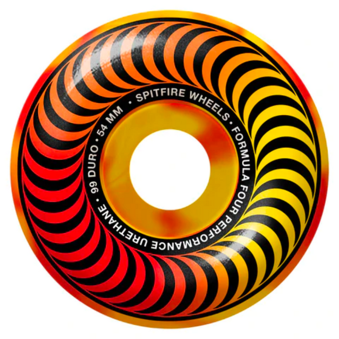 F4 Multiswirl Classic 54mm 99a Yellow/Red  Skateboard Wheels