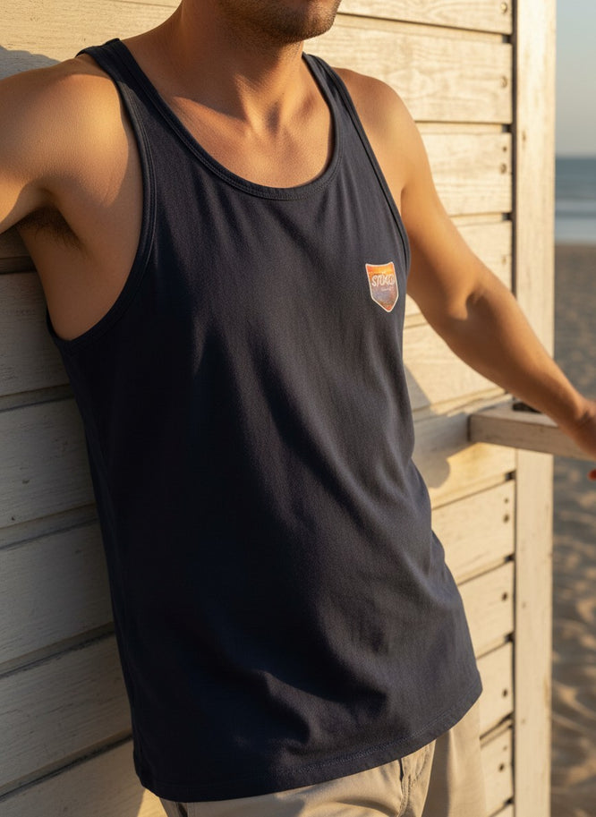 Hell Yeah Sunset Navy Tank Top