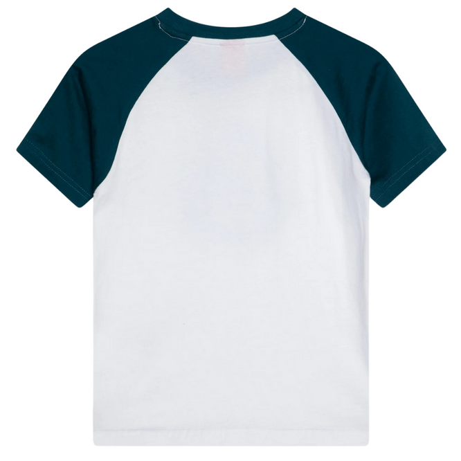 Kids Breaker Check Dot Front T-shirt White/Tidal Teal