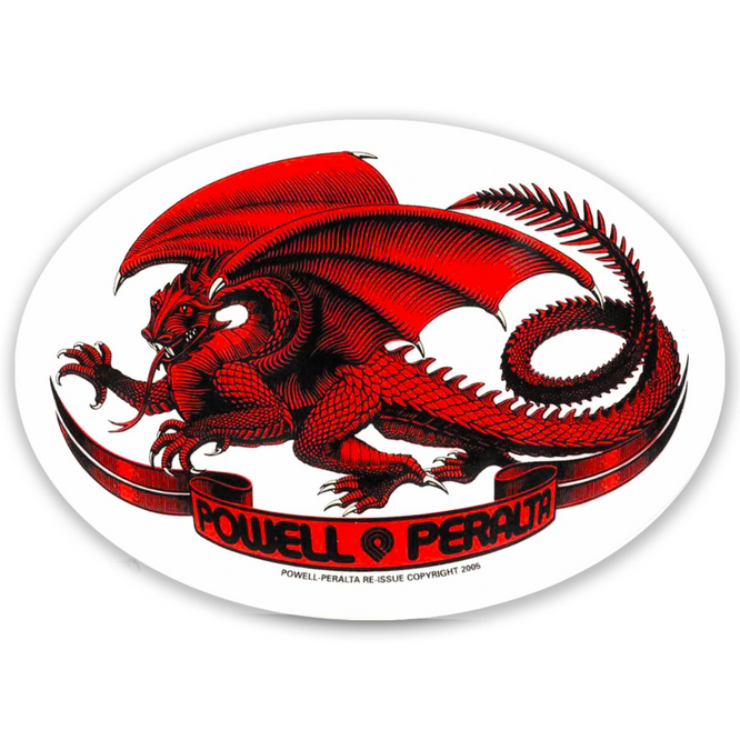 Oval Dragon Sticker Red