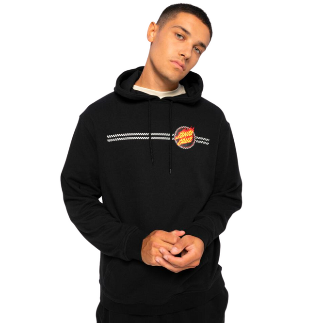 Check Ringed Flamed Dot Hoodie Black