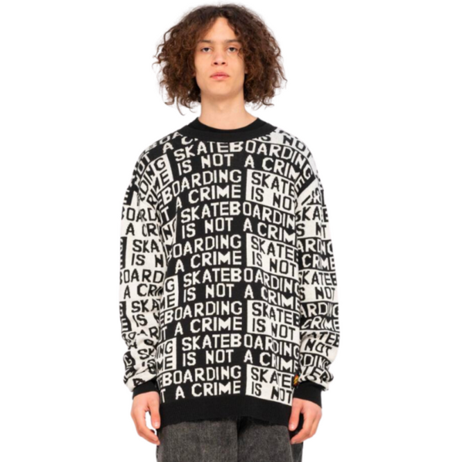 Not a Crime Knit Crew Sweatshirt Black/White