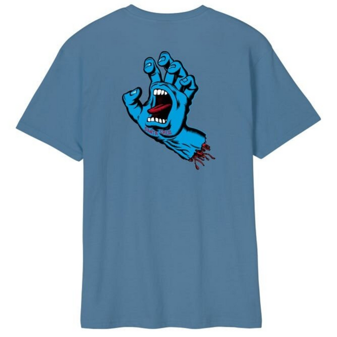Screaming Hand Chest T-shirt Dusty Blue