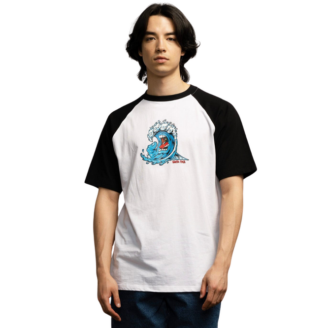 Screaming Wave Front Raglan T-shirt White/Black