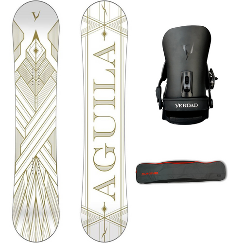 Aguila White 155 Snowboard + V Pro Snowboard Bindings + Pipe Snowboardbag Steel Grey 157