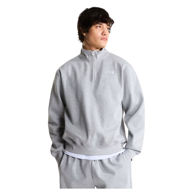 Essential Simple Dome 1/4 Zip Hoodie Pale Grey