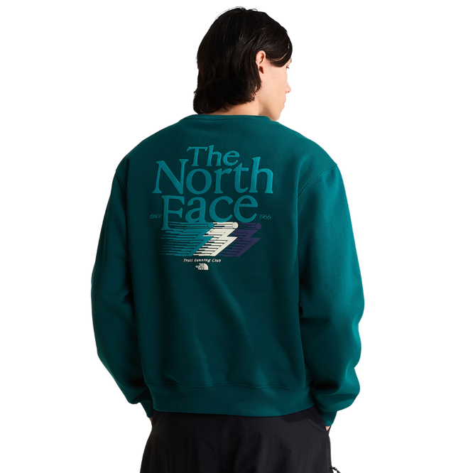 Retro Trail Relaxed Crewneck Sweater Pacific Teal