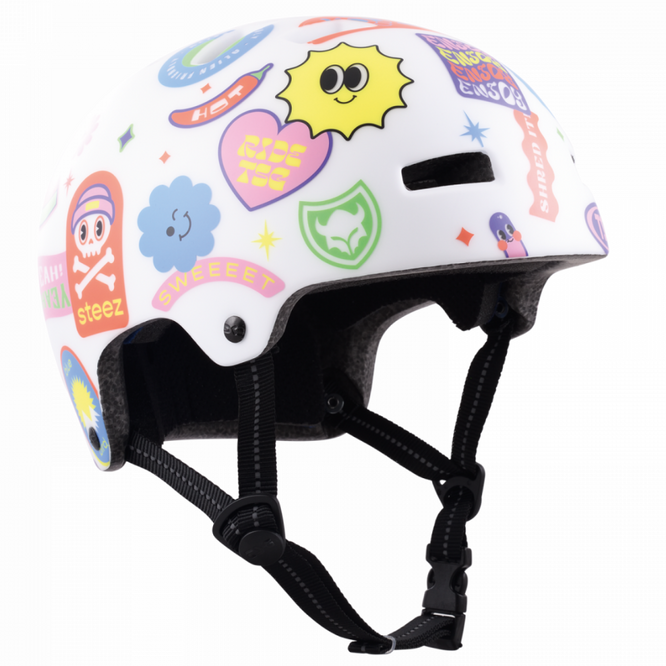 Kids Nipper Maxi Graphic Design White Happy Sticker Helmet