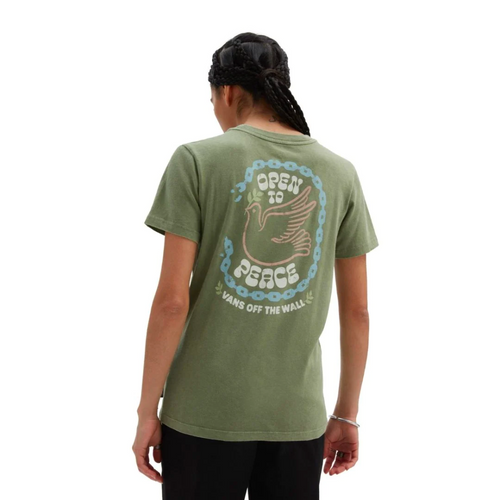 Womens Open To Peace T-shirt Downer Loden Green