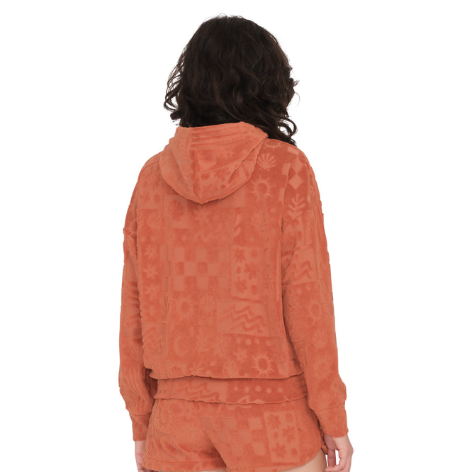 Womens Sunny Wild Terry Cloth Hoodie Rosewood