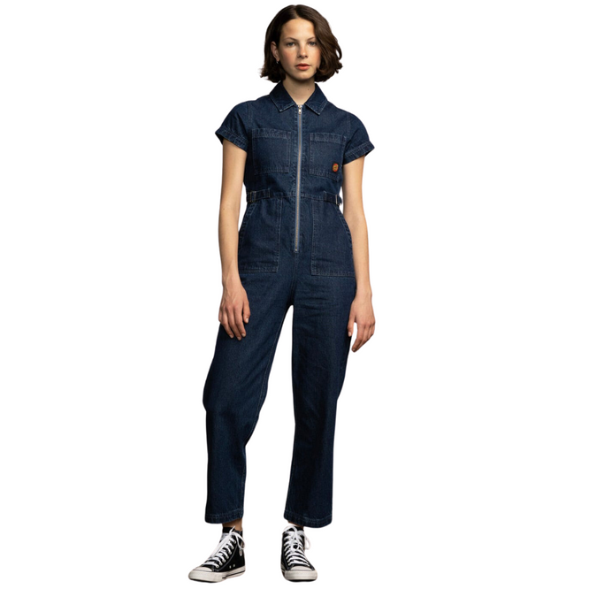 Womens Line Up Utility Jumpsuit Classic Blue Denim