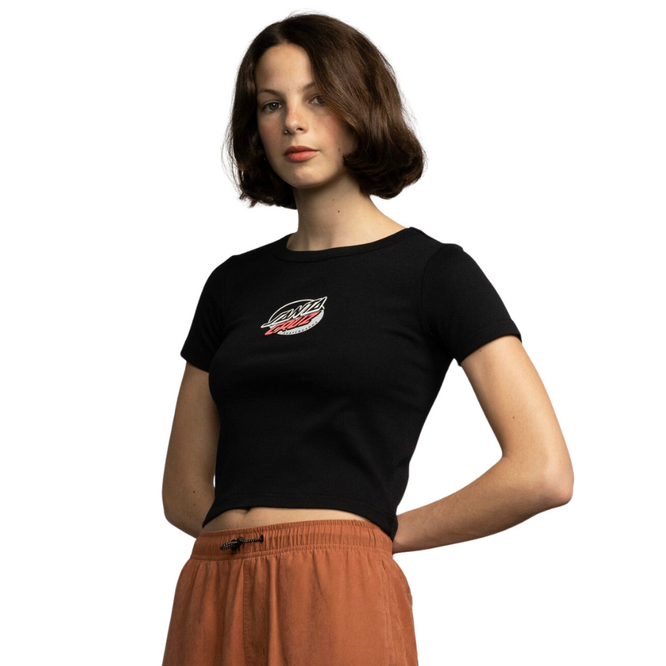 Womens Mushroom Wave Dot Splice T-shirt Black