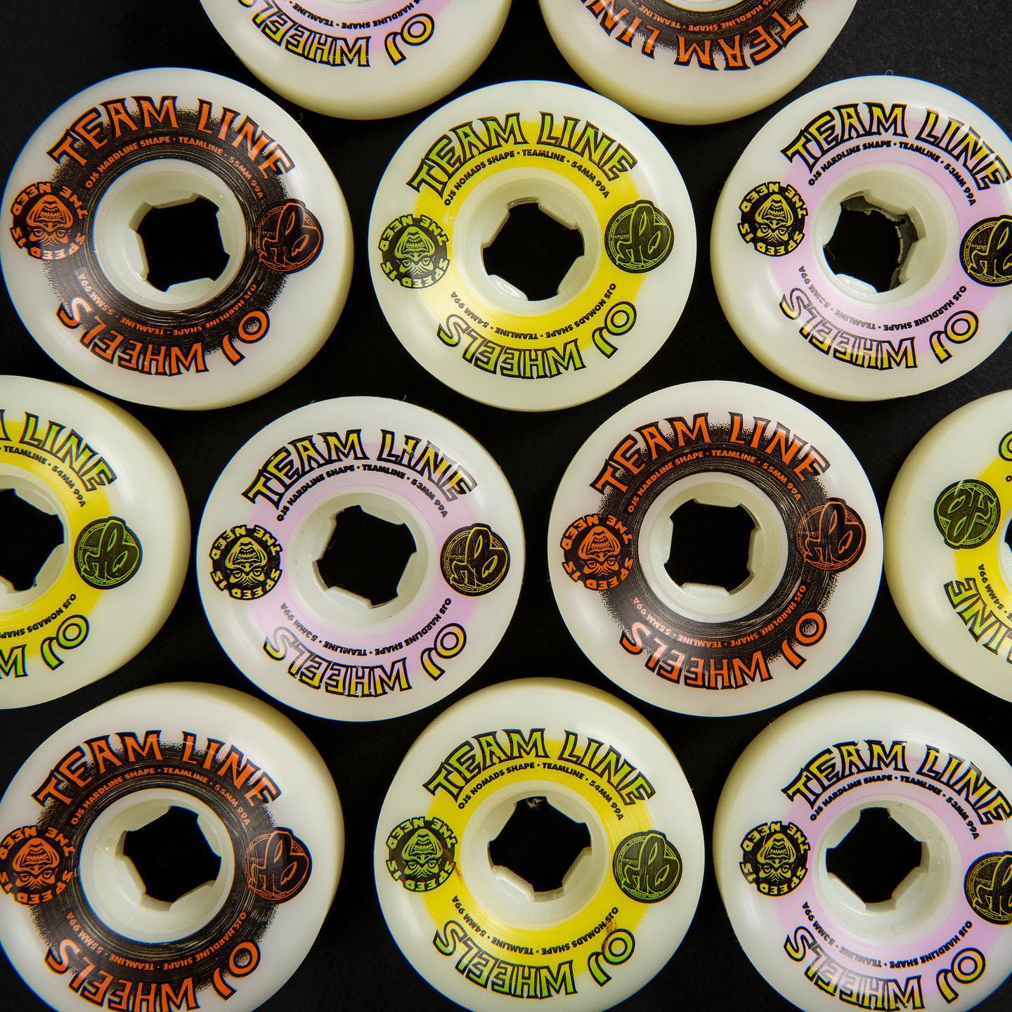Team Line Original Hardline White/Yellow 99a 54mm Skateboard Wheels