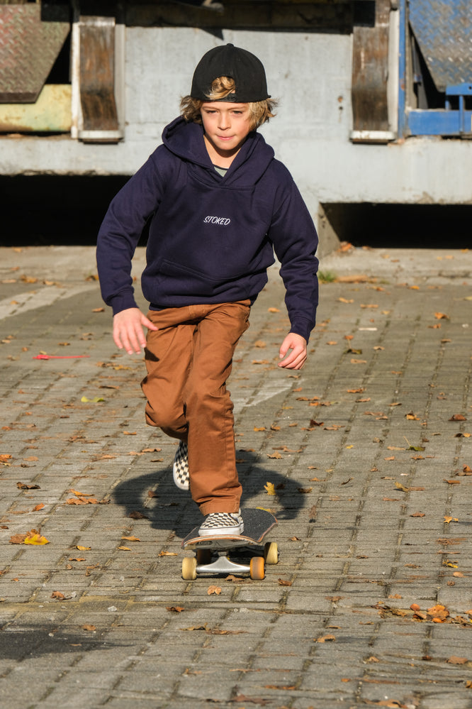 Kids Lightweight Script Hoodie Navy