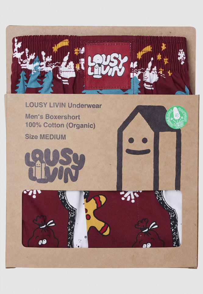 Merry Merry Boxer Shorts Burgundy