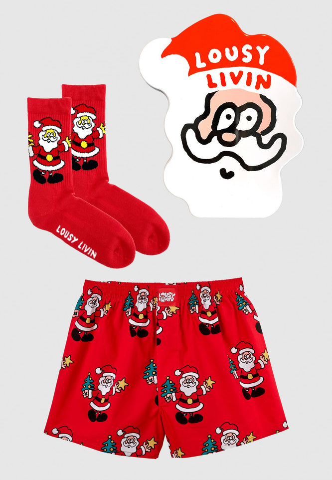 Santa & Santa Socks Red Giftbox
