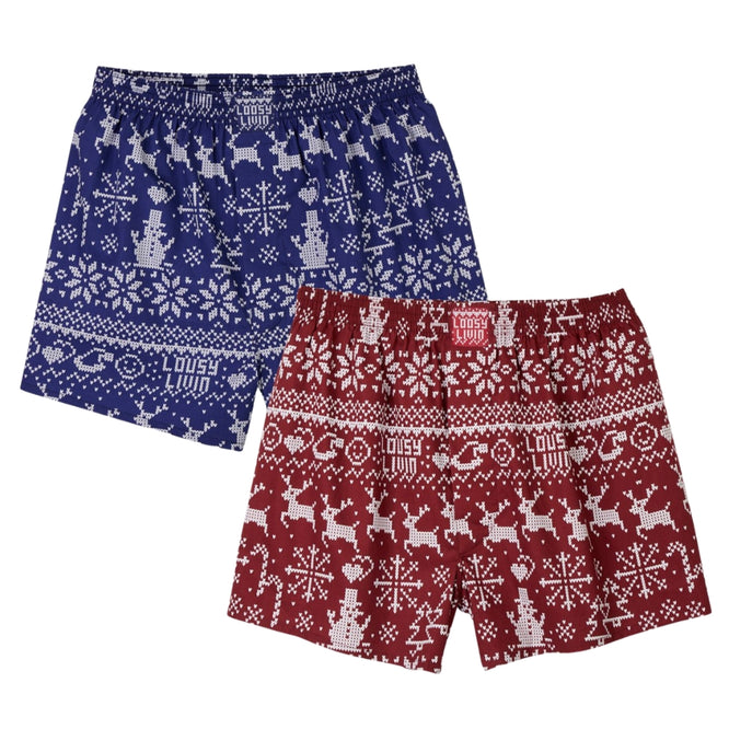 Scandi 2pack Boxershorts Navy & Burgundy