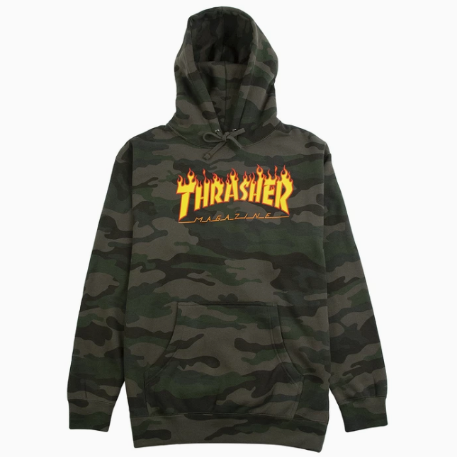Flame Logo Hood Forest Camo
