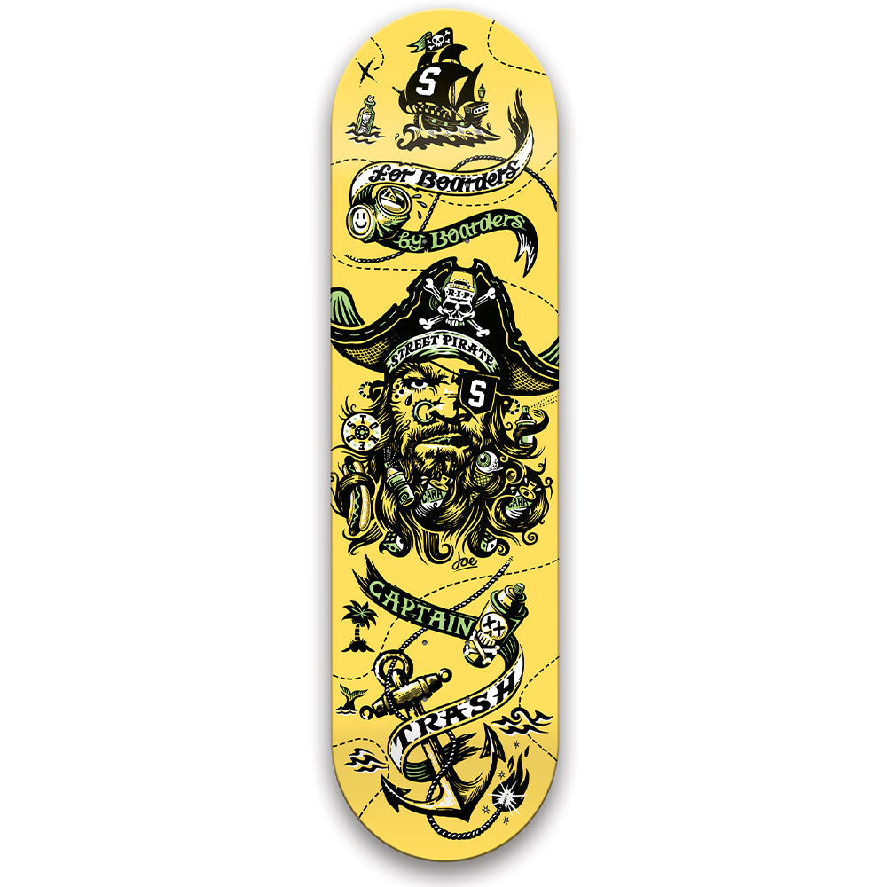 Captain Trash Yellow Skateboard Deck