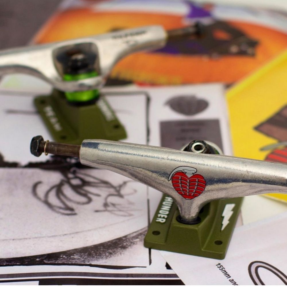 スケートボード Thunder Hollow OG Grenade Green 148 Hi Thunder Trucks - Hollow Lights Og Grenade Team Edition Green