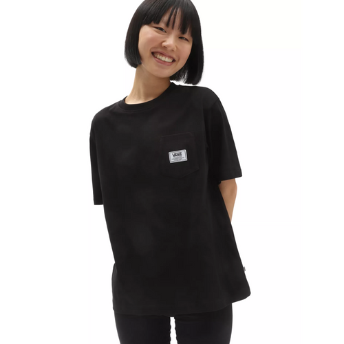 T-shirt classique à poches plaquées pour femmes, noir