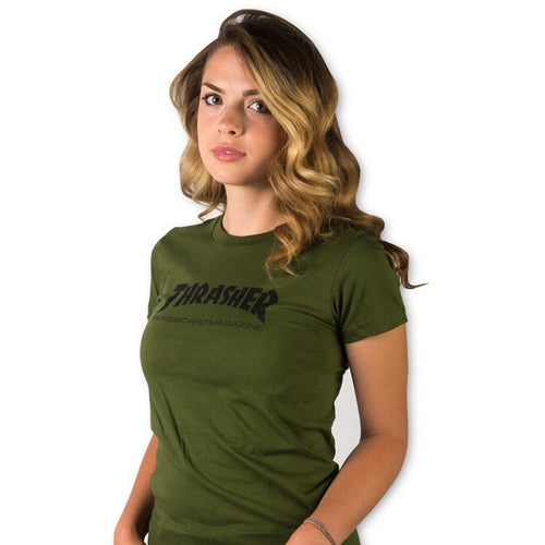 Womens Skate mag T-shirt olive green