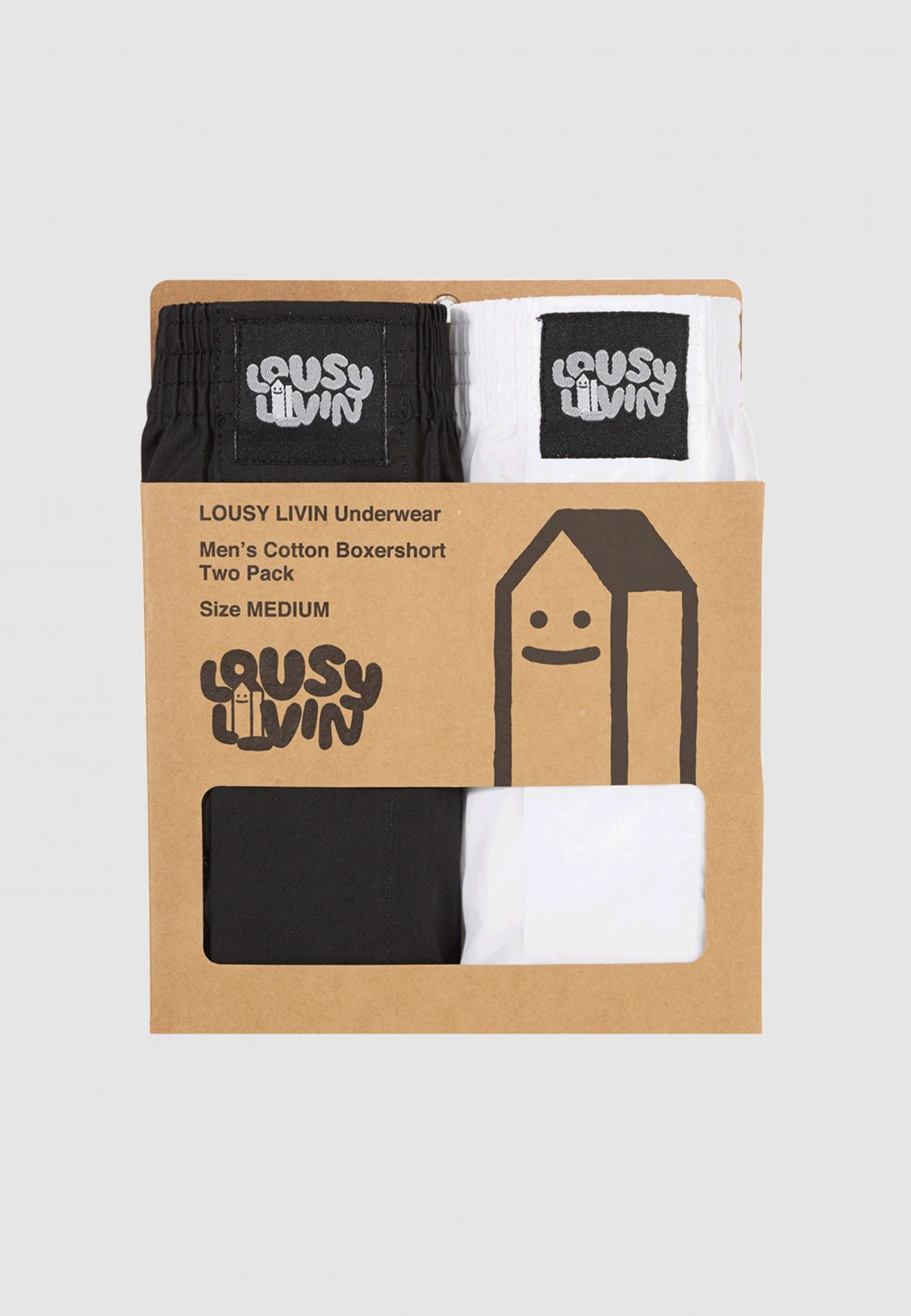 Lousy Plain 2pack Boxershorts Black/ White