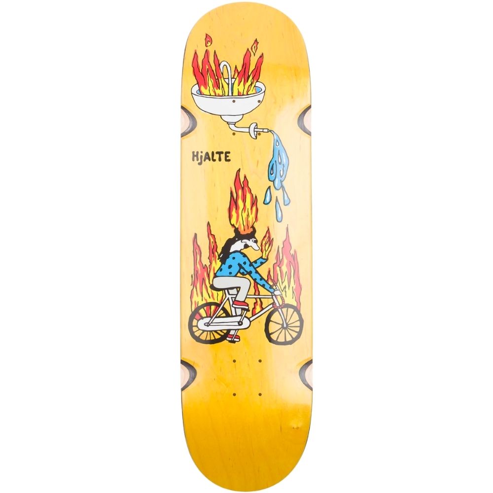 Hjalte Halberg Fire Ride Yellow 9.25" 1991 Wheel Wells Skateboard Deck